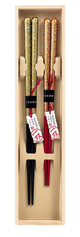“Shirogane” Coppia di bacchette laccate urushi (2 paia)